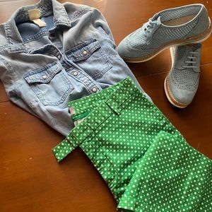 Gap brand, Slim Cropped Green Geometric Pants sz 6